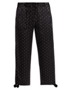Matchesfashion.com Figue - Fiore Polka Dot Print Silk Satin Trousers - Womens - Black