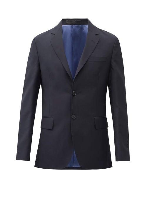 Mens Rtw Paul Smith - Single-breasted Wool-blend Jacket - Mens - Dark Navy