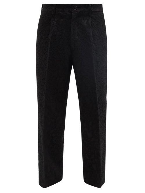 Sasquatchfabrix. - Pleated Lace-jacquard Straight-leg Trousers - Mens - Black