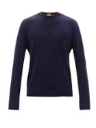 Mens Rtw Paul Smith - Tipped Crew-neck Merino-wool Sweater - Mens - Navy