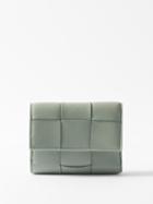 Bottega Veneta - Cassette Intrecciato-leather Tri-fold Wallet - Womens - Light Green