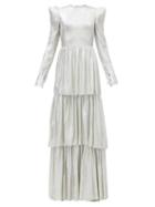Matchesfashion.com The Vampire's Wife - The Unrequited Tiered Wool-blend Lam Dress - Womens - Silver