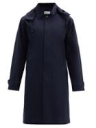 Matchesfashion.com Officine Gnrale - Thibaud Hooded Waterproof Wool-blend Trench Coat - Mens - Navy