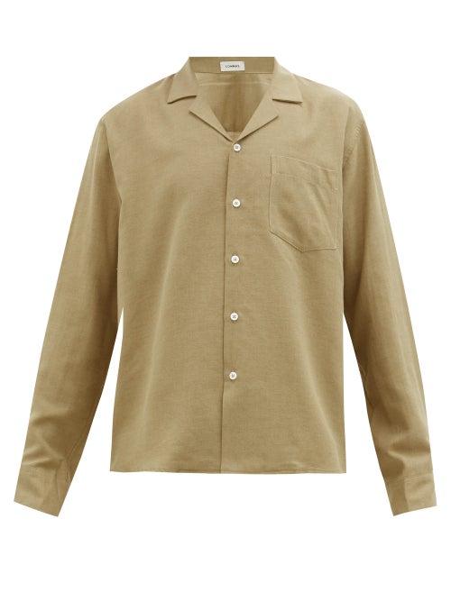 Matchesfashion.com Commas - Cuban-collar Cotton-blend Twill Shirt - Mens - Brown