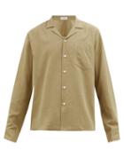 Matchesfashion.com Commas - Cuban-collar Cotton-blend Twill Shirt - Mens - Brown