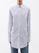 Sa Su Phi - Marcella Striped Longline Cotton-poplin Shirt - Womens - White Blue