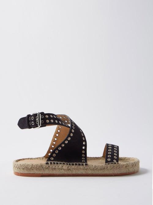 Isabel Marant - Illya Eyelet-embellished Suede Sandals - Womens - Black