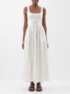 Matteau - Square-neckline Knitted-bodice Dress - Womens - Ecru