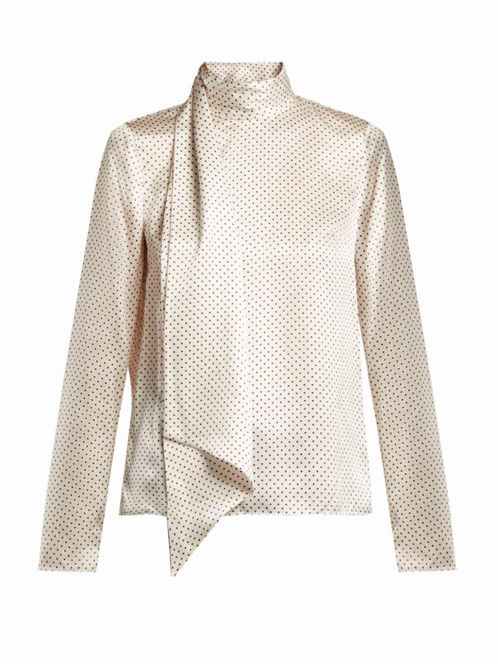 Erdem Yvonna Polka Dot-print Silk Blouse