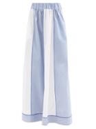 Loretta Caponi - Serena Striped Cotton-poplin Maxi Skirt - Womens - Blue White