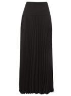 Matchesfashion.com Valentino - Pleated Silk Crepe Skirt - Womens - Black