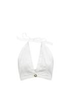 Ladies Rtw Staud - Carmen Halterneck Linen Cropped Top - Womens - White