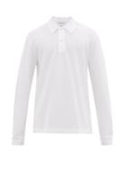Matchesfashion.com Bottega Veneta - Long Sleeved Cotton Piqu Polo Shirt - Mens - White