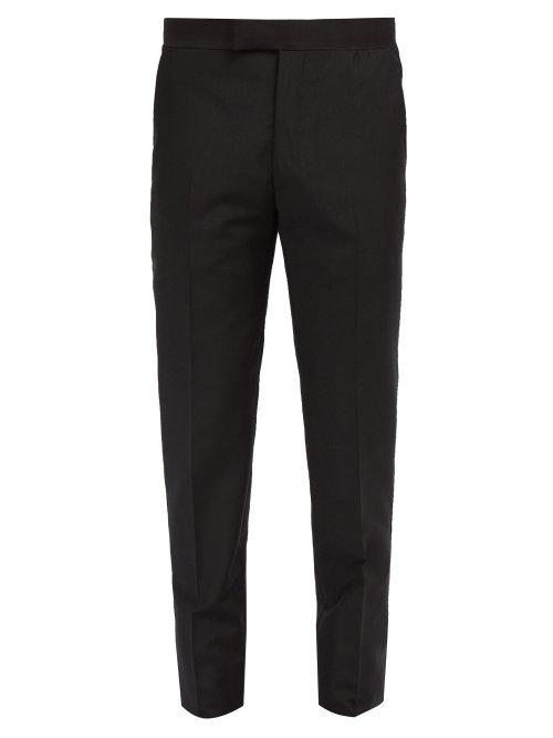 Matchesfashion.com Alexander Mcqueen - Side Striped Wool Blend Tuexdo Trousers - Mens - Black