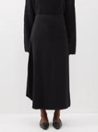 Toteme - Slit-hem Cotton-blend Skirt - Womens - Black