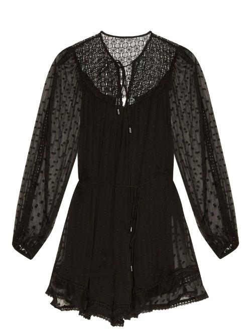 Zimmermann Belle Swiss-dot And Lace Playsuit