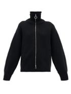 Matchesfashion.com Paco Rabanne - Two-way Zip Ribbed Wool Sweater - Womens - Black