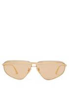 Matchesfashion.com Balenciaga - Slim Aviator Metal Sunglasses - Womens - Gold