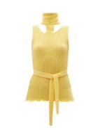 Matchesfashion.com Thebe Magugu - Detachable-collar Ribbed Wool-blend Top - Womens - Yellow