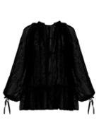 Matchesfashion.com Ann Demeulemeester - Floral Embroidered Cotton Voile Blouse - Womens - Black