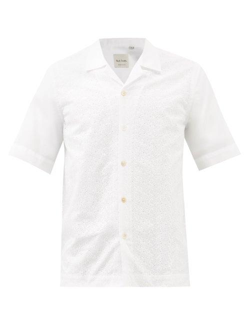 Paul Smith - Broderie Anglaise Cotton-poplin Shirt - Mens - White
