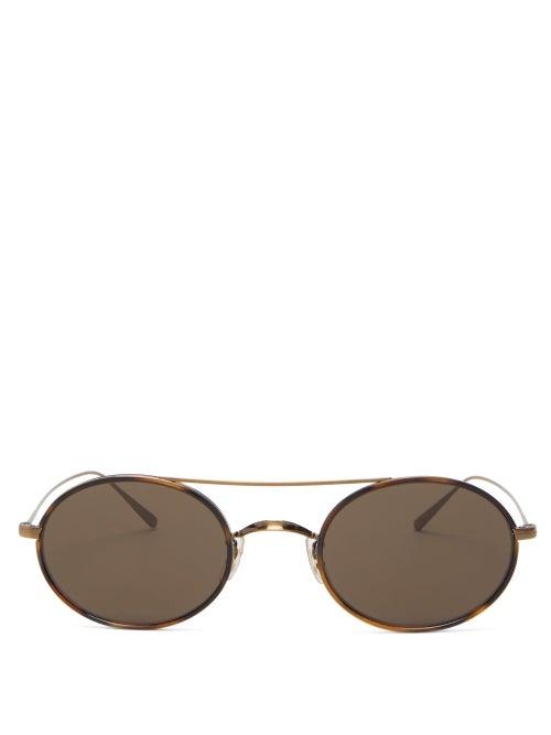 Matchesfashion.com Oliver Peoples - Shai Round Metal Sunglasses - Mens - Tortoiseshell