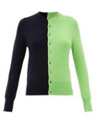 Matchesfashion.com Extreme Cashmere - Little Game Bi-colour Stretch-cashmere Cardigan - Womens - Green Multi