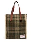 Matchesfashion.com Jw Anderson - Shearling Trimmed Checked Harris Tweed Tote - Womens - Green Multi