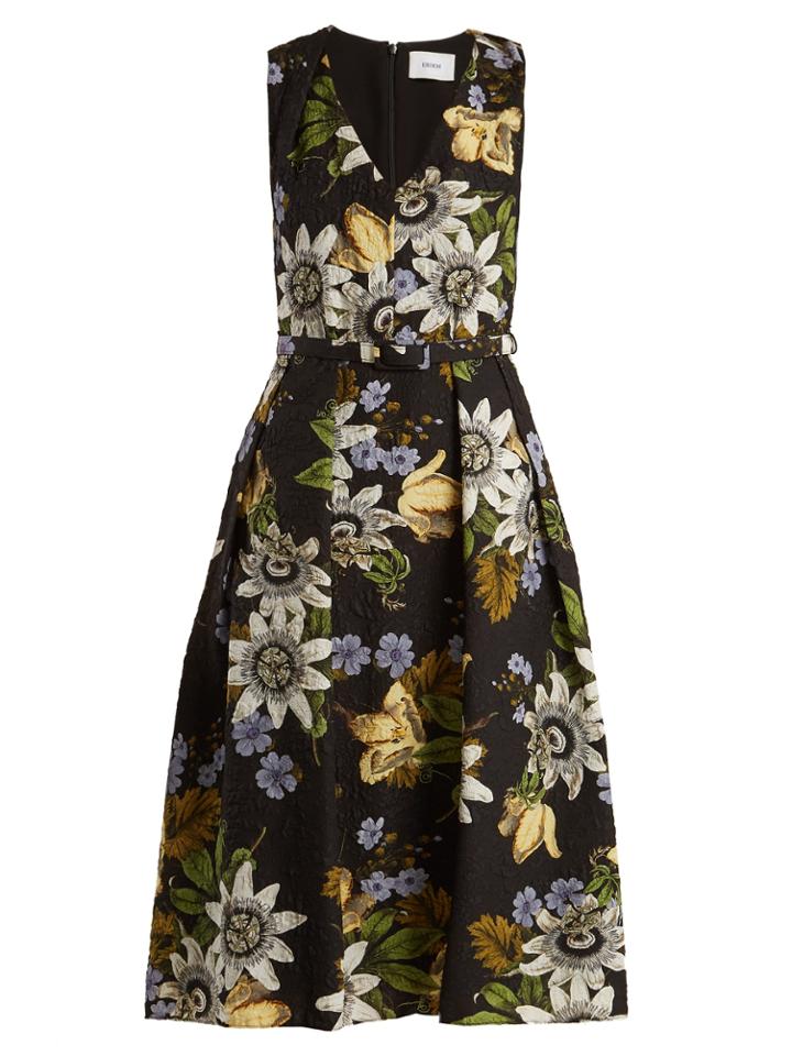 Erdem Kuni Floral-print V-neck Matelass Dress