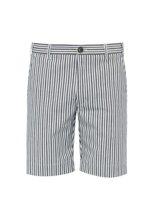 Matchesfashion.com J.w. Brine - Chris Striped Cotton Blend Shorts - Mens - Blue