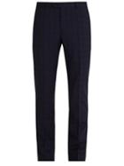 Matchesfashion.com Ditions M.r - Pleated Front Prince Of Wales Check Wool Trousers - Mens - Navy