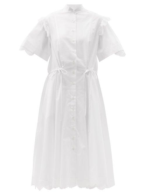 Matchesfashion.com Evi Grintela - Lace-trim Cotton-poplin Shirt Dress - Womens - White