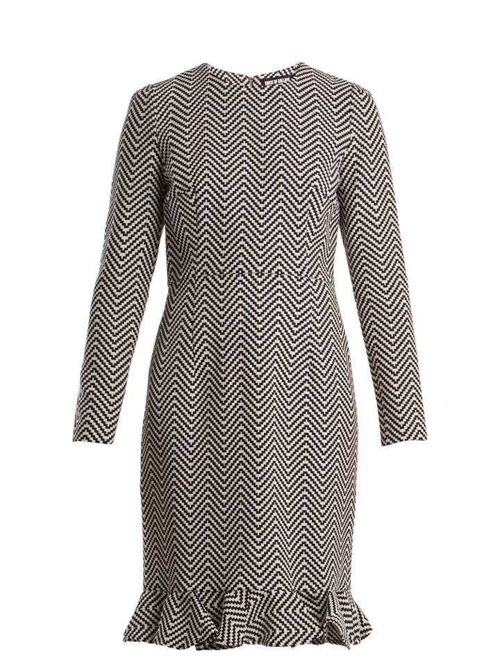 House Of Holland Ruffle-trimmed Zigzag Cotton-blend Dress