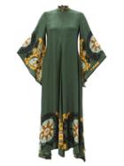 La Doublej - Magnifico Printed-crepe Maxi Dress - Womens - Green