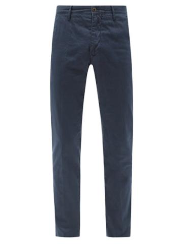 Matchesfashion.com Incotex - Cotton-blend Slim-leg Chino Trousers - Mens - Navy