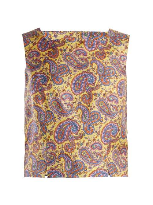Matchesfashion.com Etro - Dorado Paisley Print Silk Twill Top - Womens - Yellow Print