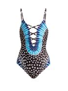 Mara Hoffman Samba Blue-print Cut-out Swimsuit