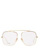 Matchesfashion.com Fendi - Aviator Crystal-embellished Metal Glasses - Womens - Gold