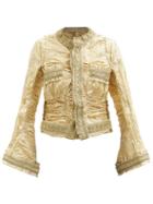 Junya Watanabe - Passementerie-trim Ruched-taffeta Jacket - Womens - Gold