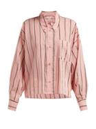 Matchesfashion.com Isabel Marant Toile - Ycao Striped Cotton Blend Shirt - Womens - Pink