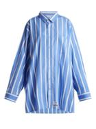 Matchesfashion.com Vetements - Oversized Striped Cotton Shirt - Womens - Blue Stripe