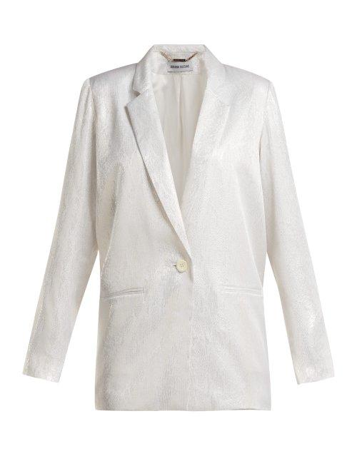 Matchesfashion.com Adriana Iglesias - Single Breasted Silk Jacquard Blazer - Womens - White