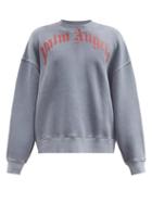 Matchesfashion.com Palm Angels - Logo-print Cotton-jersey Sweatshirt - Mens - Navy