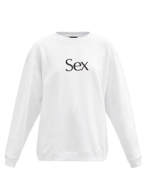 Matchesfashion.com More Joy By Christopher Kane - Sex-print Cotton-jersey Sweatshirt - Womens - White