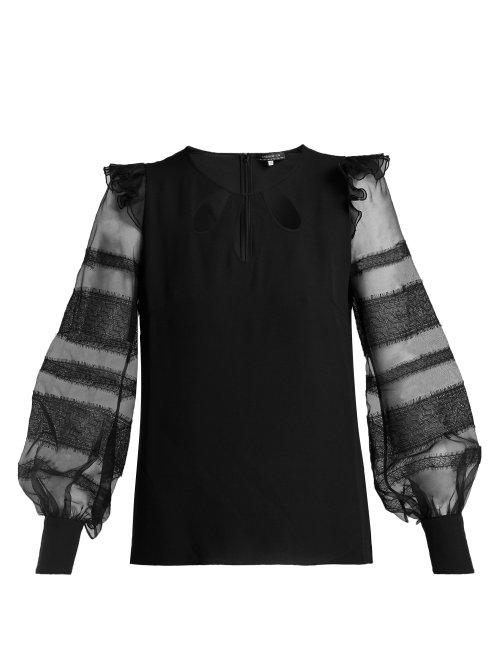 Matchesfashion.com Andrew Gn - Keyhole Neckline Silk Blouse - Womens - Black