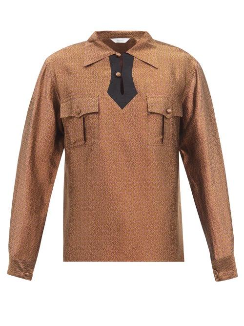 Sasquatchfabrix - Paisley-print Satin Shirt - Mens - Brown