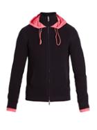 Matchesfashion.com Valentino - Contrast Hood Ribbed Knit Cotton Track Top - Mens - Navy