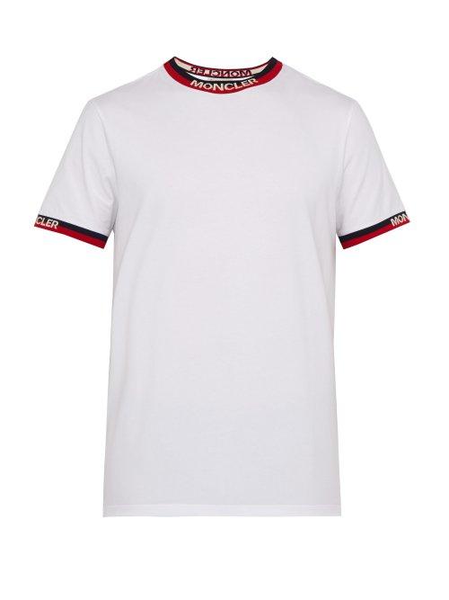 Matchesfashion.com Moncler - Maglia Logo Intarsia Cotton Blend T Shirt - Mens - White