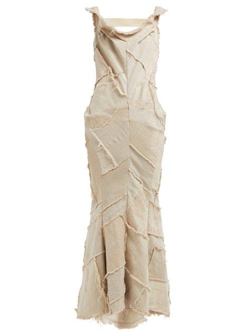 Matchesfashion.com Junya Watanabe - Patchwork Linen Dress - Womens - Beige