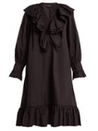 Matchesfashion.com Lee Mathews - Miller Ruffled Cotton Dress - Womens - Black